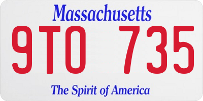MA license plate 9TO735