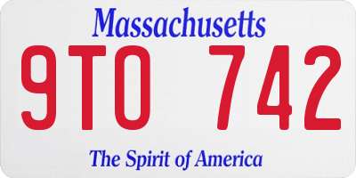 MA license plate 9TO742
