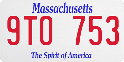 MA license plate 9TO753