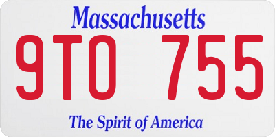 MA license plate 9TO755