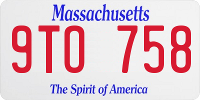 MA license plate 9TO758