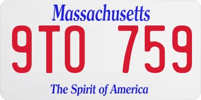 MA license plate 9TO759