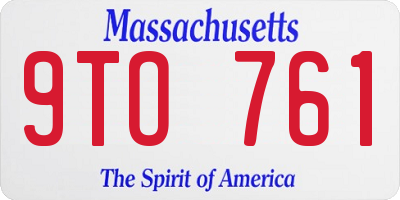 MA license plate 9TO761