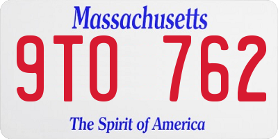 MA license plate 9TO762