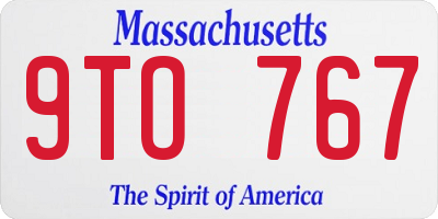 MA license plate 9TO767