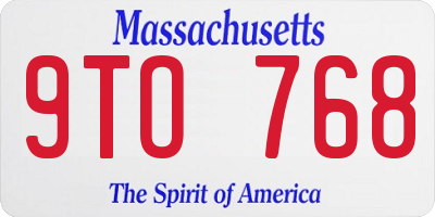 MA license plate 9TO768