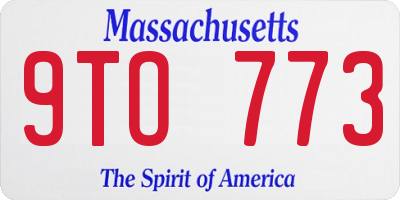 MA license plate 9TO773