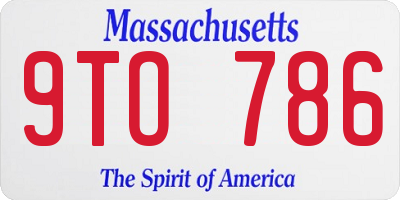 MA license plate 9TO786
