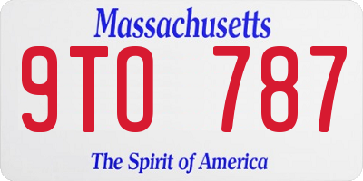 MA license plate 9TO787