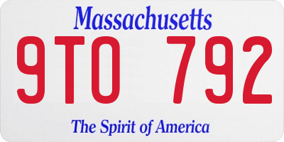 MA license plate 9TO792