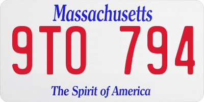 MA license plate 9TO794