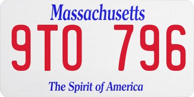 MA license plate 9TO796