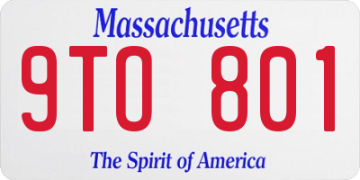 MA license plate 9TO801