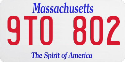 MA license plate 9TO802