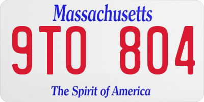 MA license plate 9TO804