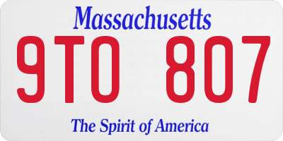 MA license plate 9TO807