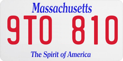 MA license plate 9TO810