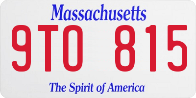 MA license plate 9TO815