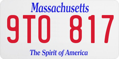 MA license plate 9TO817