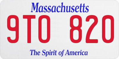MA license plate 9TO820