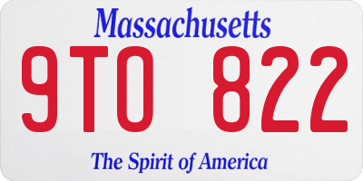 MA license plate 9TO822