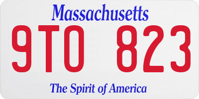 MA license plate 9TO823