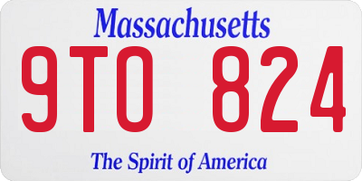 MA license plate 9TO824