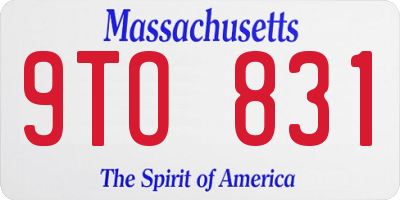 MA license plate 9TO831