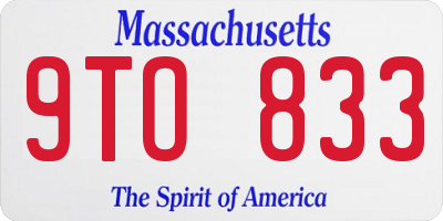 MA license plate 9TO833