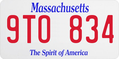 MA license plate 9TO834