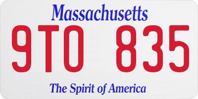 MA license plate 9TO835