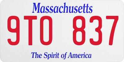 MA license plate 9TO837