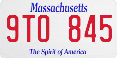 MA license plate 9TO845
