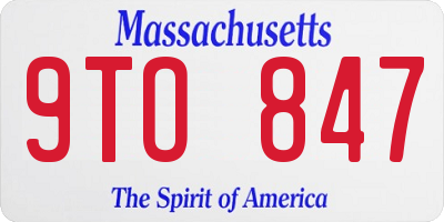 MA license plate 9TO847