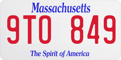 MA license plate 9TO849