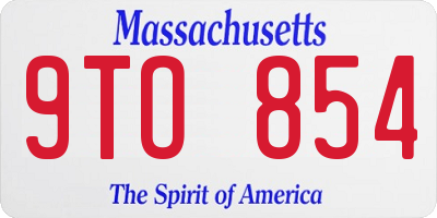 MA license plate 9TO854