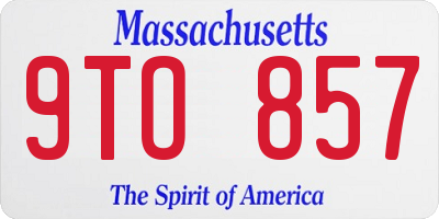 MA license plate 9TO857