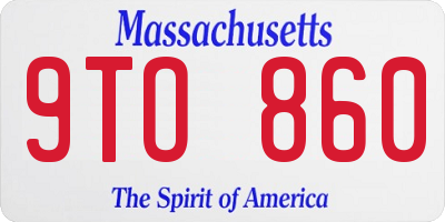MA license plate 9TO860