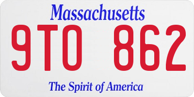 MA license plate 9TO862