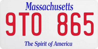 MA license plate 9TO865