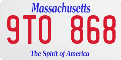 MA license plate 9TO868