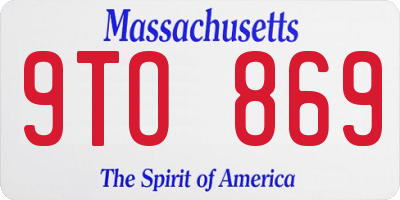 MA license plate 9TO869