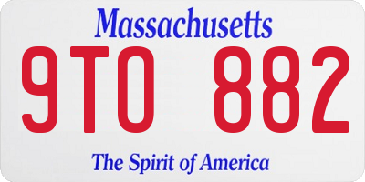 MA license plate 9TO882