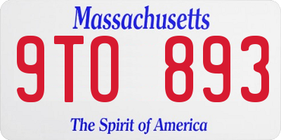 MA license plate 9TO893