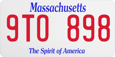MA license plate 9TO898