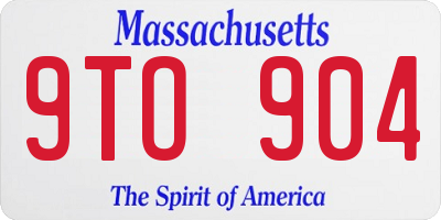 MA license plate 9TO904
