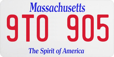 MA license plate 9TO905