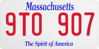MA license plate 9TO907