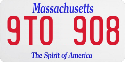 MA license plate 9TO908