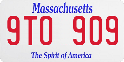 MA license plate 9TO909